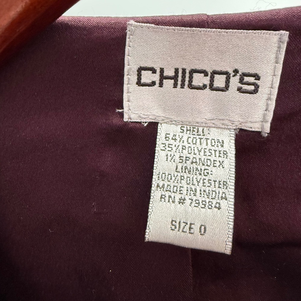 Chicos Purple Beaded Damask Open Front Jacket Size 0 XS S Ornate Evening Blazer - Picture 9 of 9